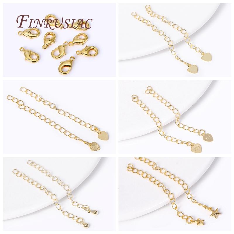 Brass Metal Extension Chain Connectors For DIY Necklace Bracelet Jewelry Making Findings 18K Gold Plated Chain Extender with Tag