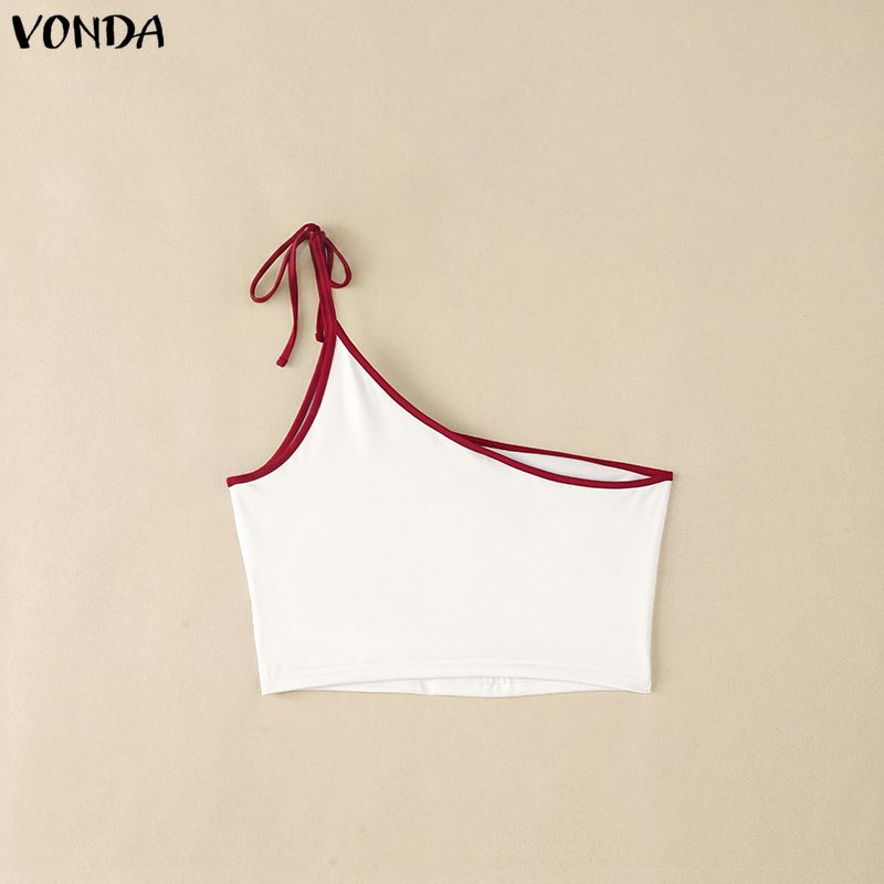VONDA Sommer Damen Ein Schulterträger Ärmellos Print Crop Tanktops Urlaub
