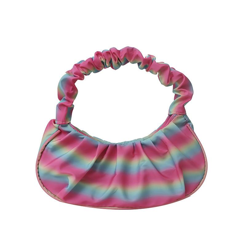 Stylish Summer Casual French Crescent Bag Trendy Cloud Shape Shoulder Handbag In Yellow Blue Pink