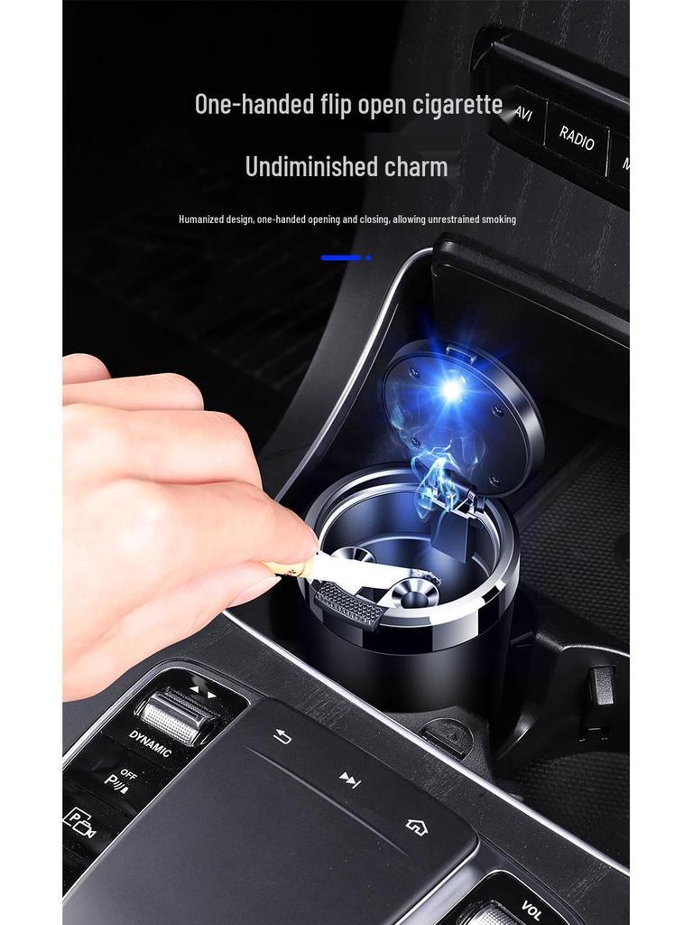 Dongfeng Car Ashtray: Stainless Steel, Flip-Top, Trendy Design