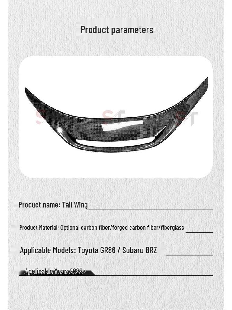 Carbon Fiber Rear/Ducktail Spoiler for Toyota GR86 & Subaru BRZ 