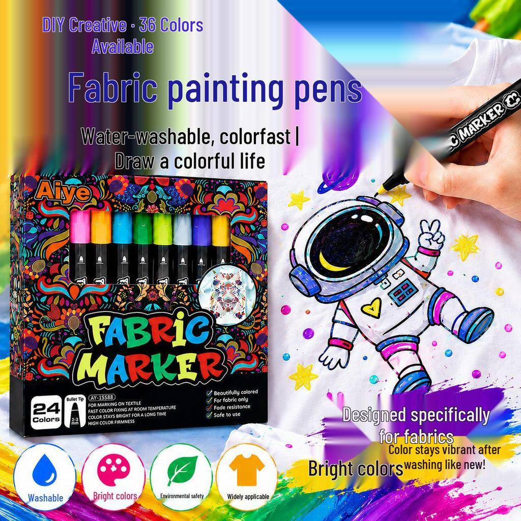 36 Fabric Markers - Washable, Non-Fading & Waterproof for Color Painting On Clothes & T-shirts