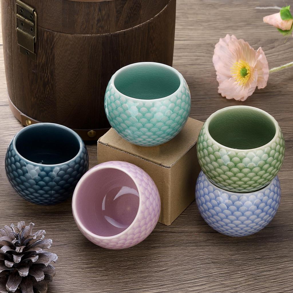 Uxcell Handmade Tea Bowl, 150ml5oz, Chinese-Japanese Ceramic Tea Bowl, Gongfu Tea Set, Home Gift, Green