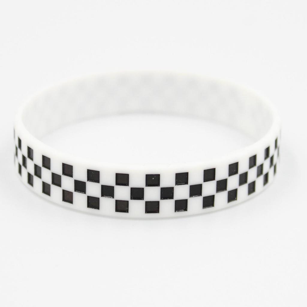 Schwarz-Weiß Kariertes Rennsport-Armband - Vans-Stil Knoten Fahnenhalter Design
