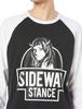 IMPROMES Casual SIDEWAYSTANCE Long Sleeve Raglan T-Shirt for Men, Sumikuro x White