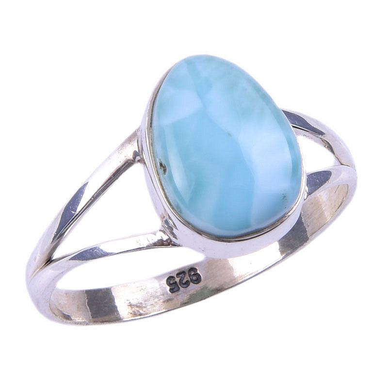 Natural Republic Larimar Gemstone 925 Solid Sterling Silver Gift Ring S.9 L6w37