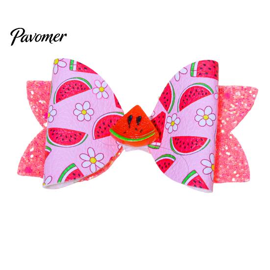 Girls Hair Accessories for Summer Cute Fruit Bow Clip, Artificial Leather Clips, Decorative Pins with Clips Matching Outfits