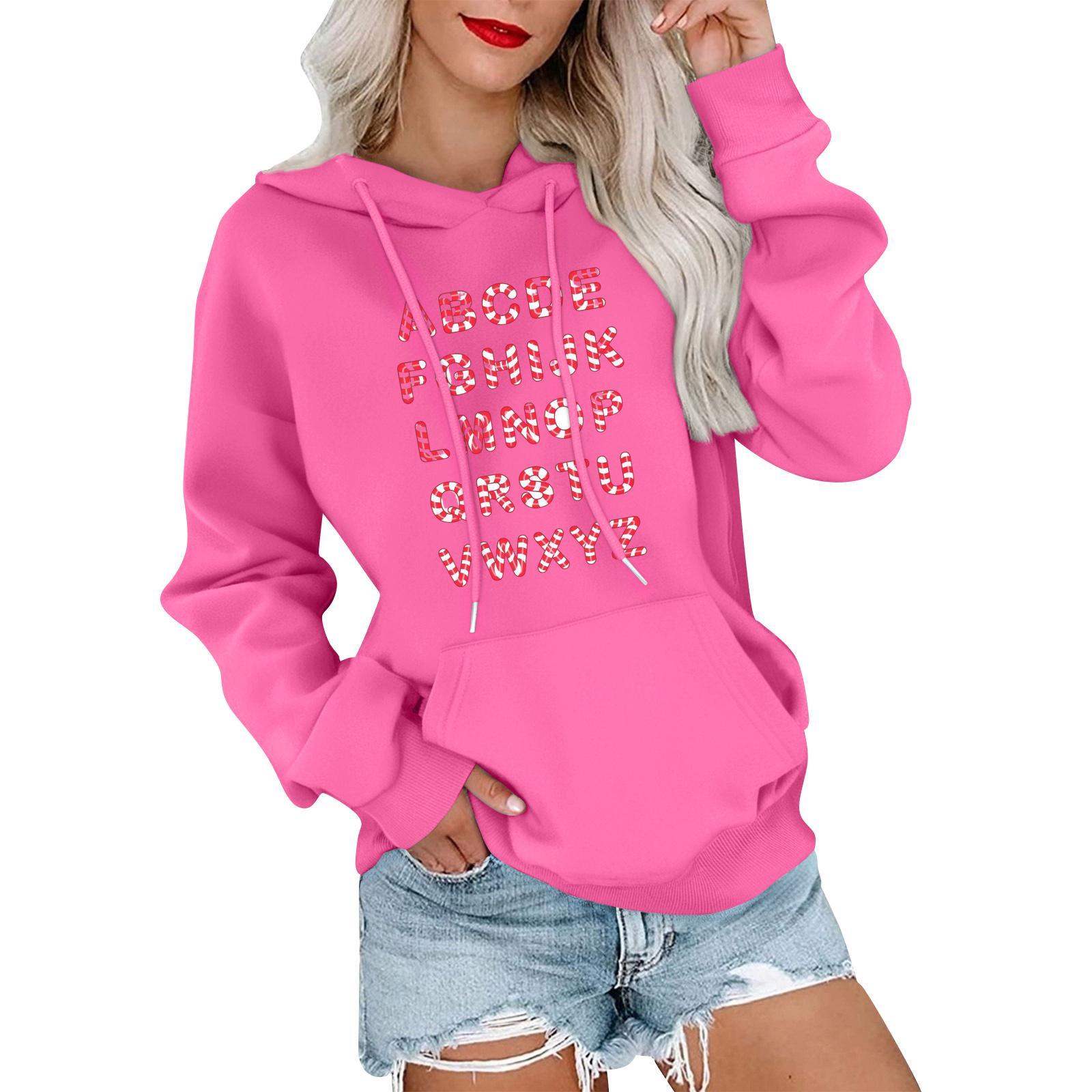 

Женский модный, расслабленный и удобный свитер с круглым вырезом и капюшоном, с длинными рукавами и рождественским принтом, теплый свитер S