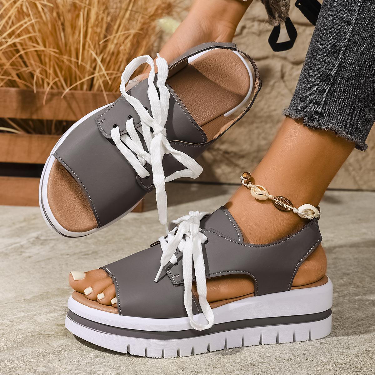 

Fashion Open Toe Platform Comfortable Shoes New Women Sandals Female Summer Shoes 2025 Classic Breathable Slip on Sport Luxury Sandals 36 серый