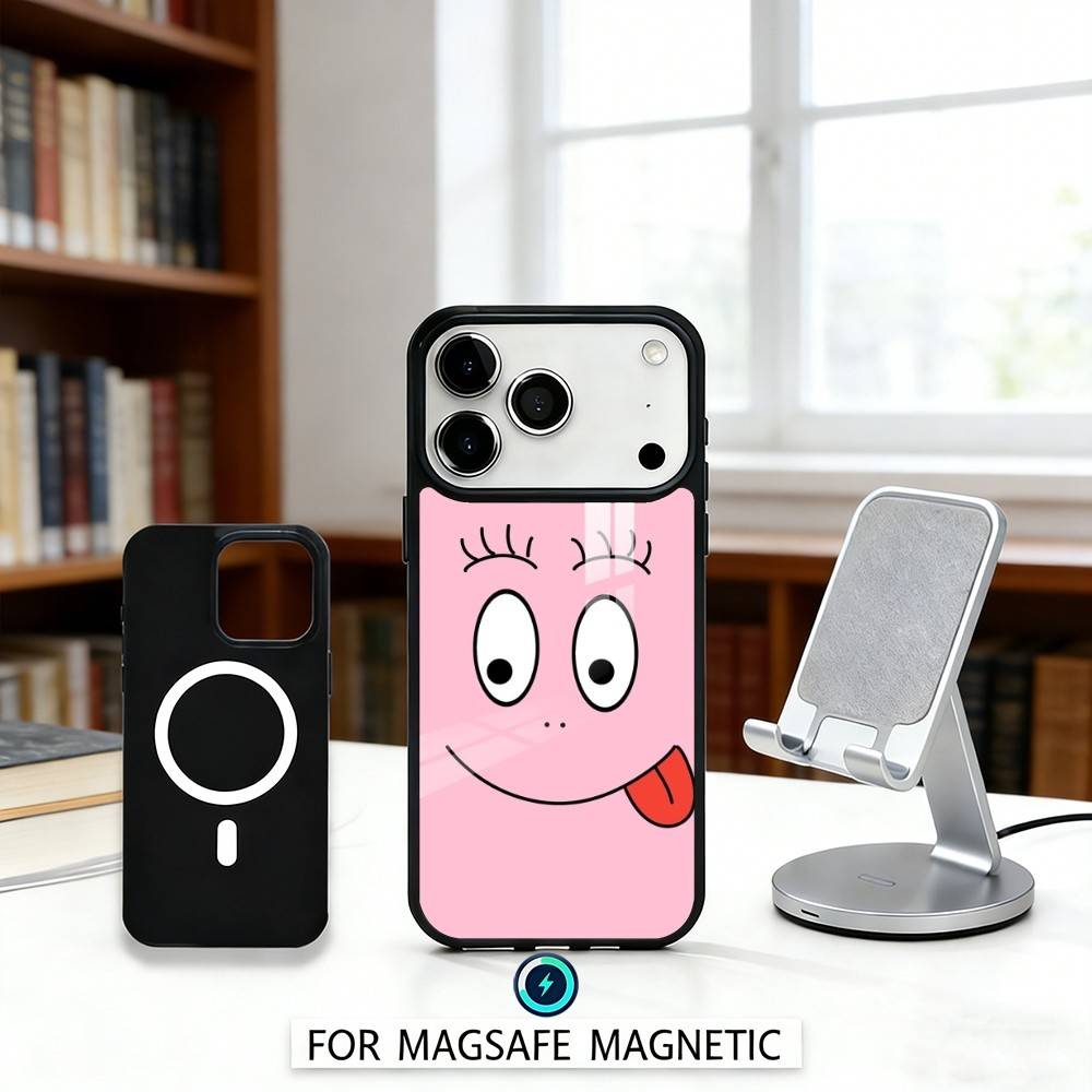 A-Adorable B-Barbapapa Cartoon Phone Case Magnetic For iPhone17 16 15 14 13 12 Pro Max For Magsafe Wireless Charging Cover
