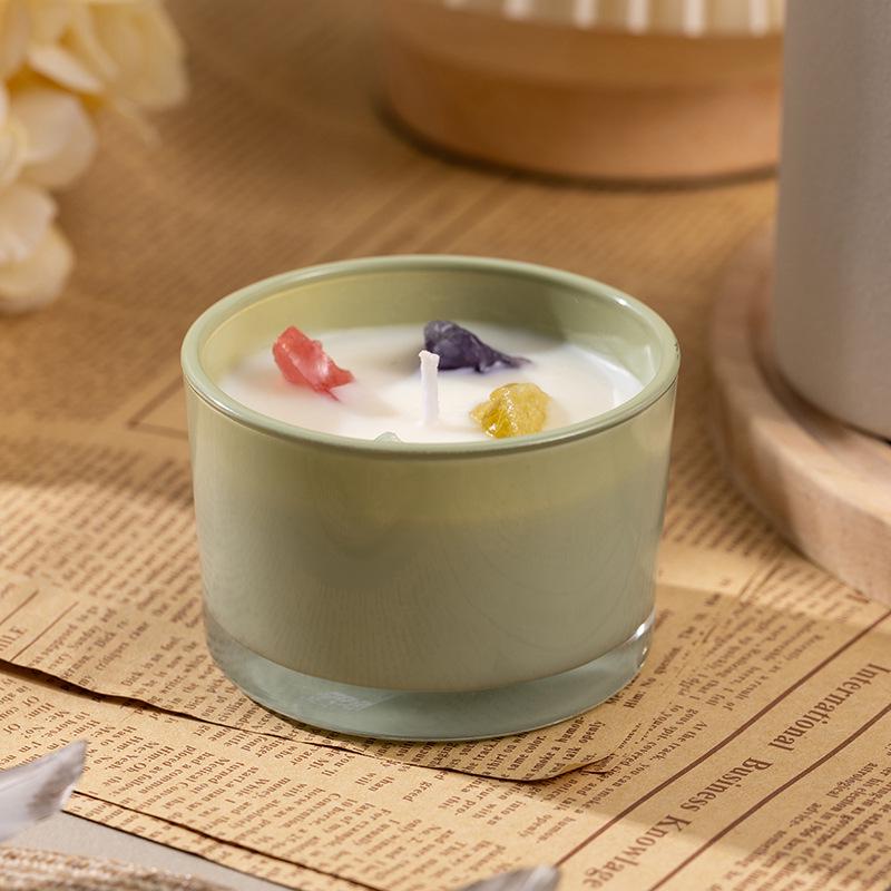 Colored Crystal Stone Aromatherapy Candles - Soy Wax Scented