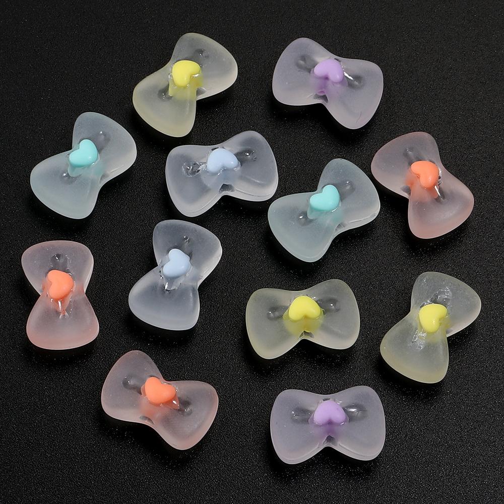 

50pcs Bow Acrylic Beads 10x16mm Mixed Color Loose Beads For DIY Jewelry Making Bracelets Necklace Key Phone Chain Accessories