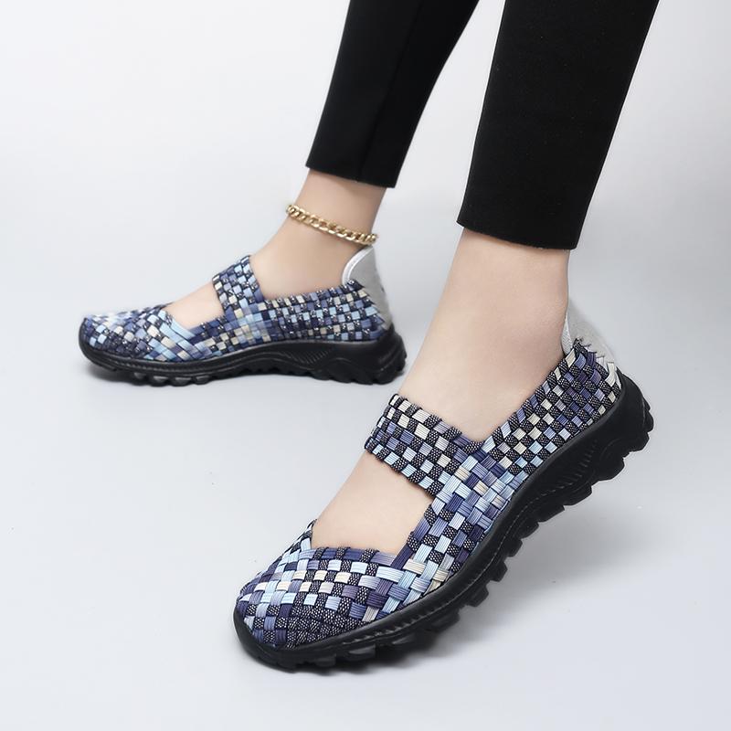 Summer Mary Jane Sandals Lady Handmade Braid Sandals Women Color Weave Girl Beach Shoes Plus Size