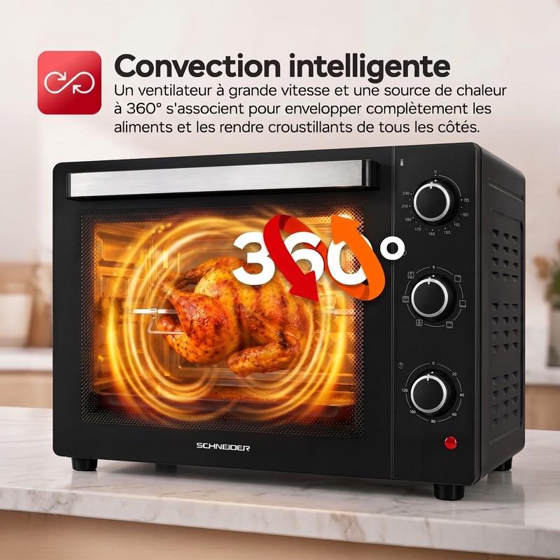 Schneider - Sceo2355mfb - Four électrique 55l - Chaleur Tournante - 1900w - Tournebroche