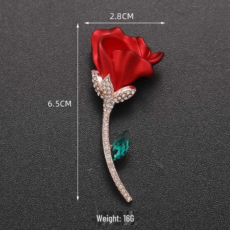 High-End Rose Red Chinese Flower Brooch: Classical Pin for Women's Qipao & Coat Accessories
