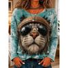 Fashion Women's Crew Neck Long Sleeve 3D Casual Color Printing Casual Long Sleeve Crew Neck T-Shirt