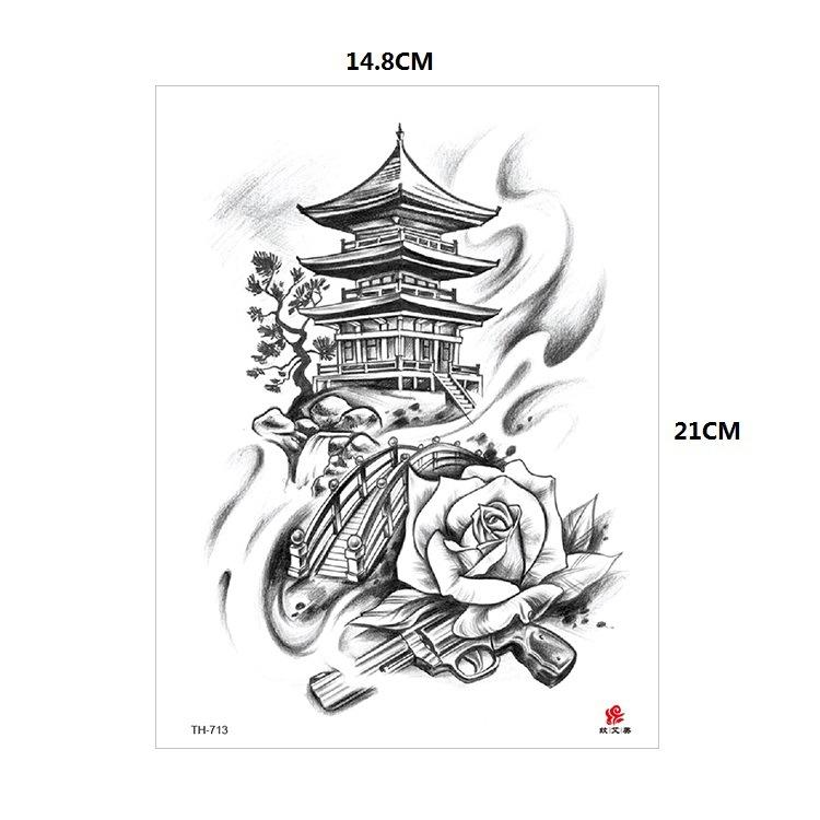 Vzor zvířete tygr vlk květina paže polovina paže vodní transfer vodotětná tetovací samolepka simulační tetování