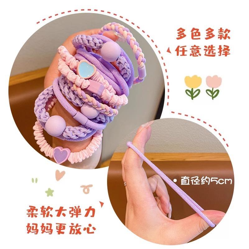5PCS Colorful large circle children's rubber bands do not harm hair, girl headbands, Korean baby hair accessories, hair rings