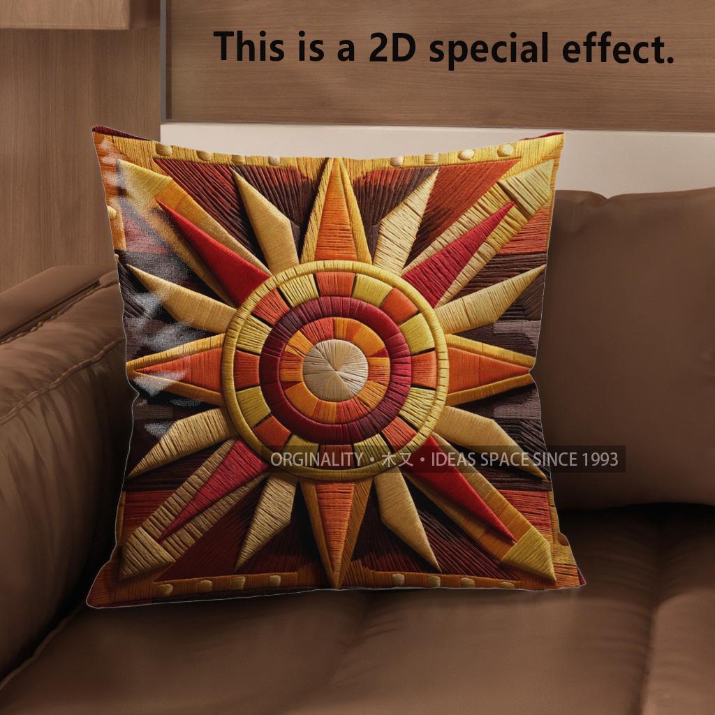 2D Aztec Sun God Print Throw Pillow Coverspattern Cushion Cover Suitable For Sofa Bedroom Car Pillow Cover