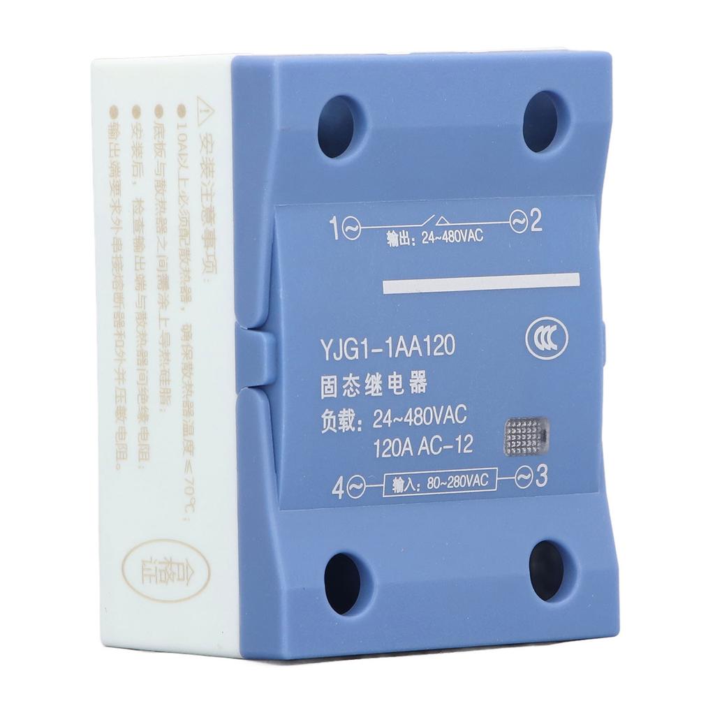 AC to AC Solid State Relay 120A Input AC80‑280V Output AC24‑480V Voltage Regulator Single Phase SSR for Heating System