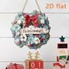 Wooden Door Sign Christmas Welcome Sign, Animal Round Hanging Decor, Cute Wall Art Farmhouse Ornament for Window Garden Holiday Decor Plaque
