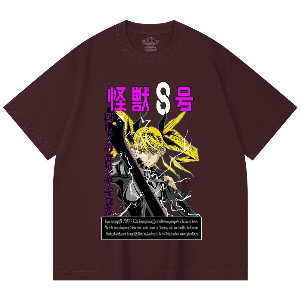 

230 Gsm 100% Cotton Kaiju No 8 V14 Kikoru Print Unisex Heavy Cotton T Shirt 2XL