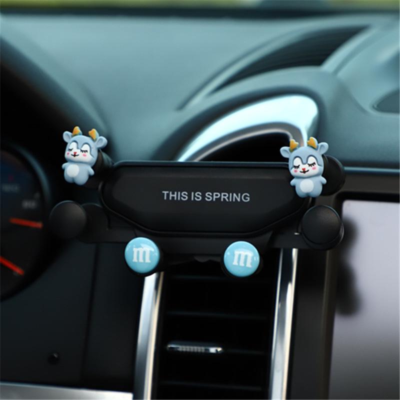 Soporte para teléfono móvil para coche de dibujos animados, soporte para teléfono móvil con gravedad de tendencia para coche lindo, soporte creativo para teléfono móvil telescópico para coche