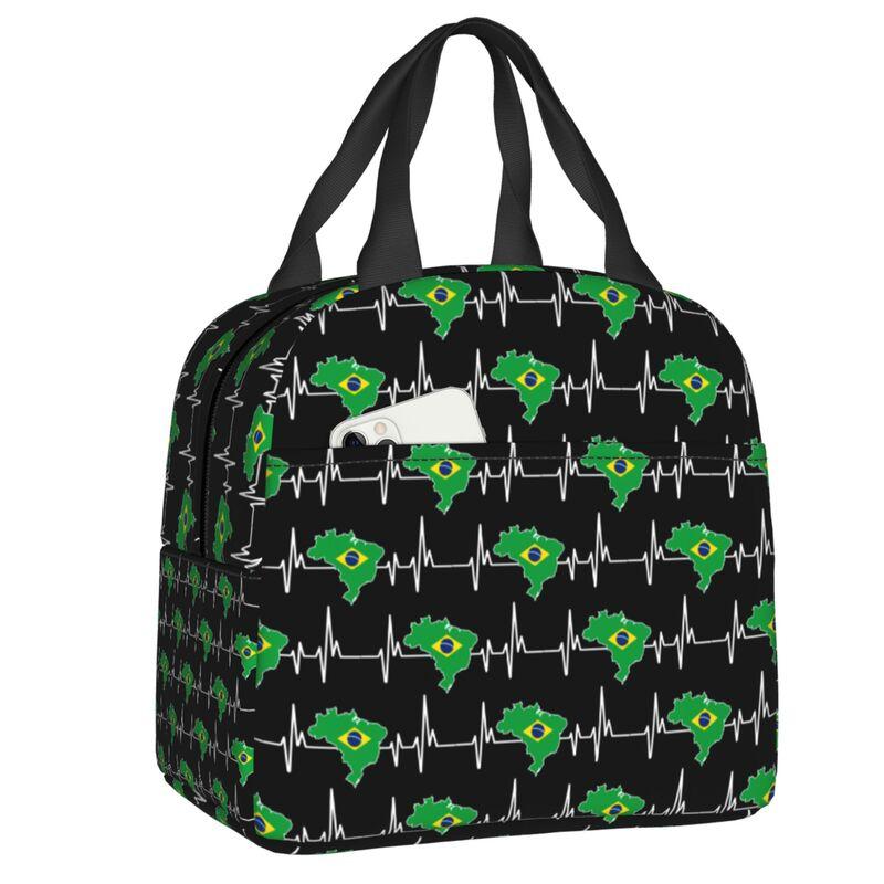 Brazil Flag Resuable Lunch Boxes Women Waterproof Cooler Thermal Food Insulated Lunch Bag School Children Student