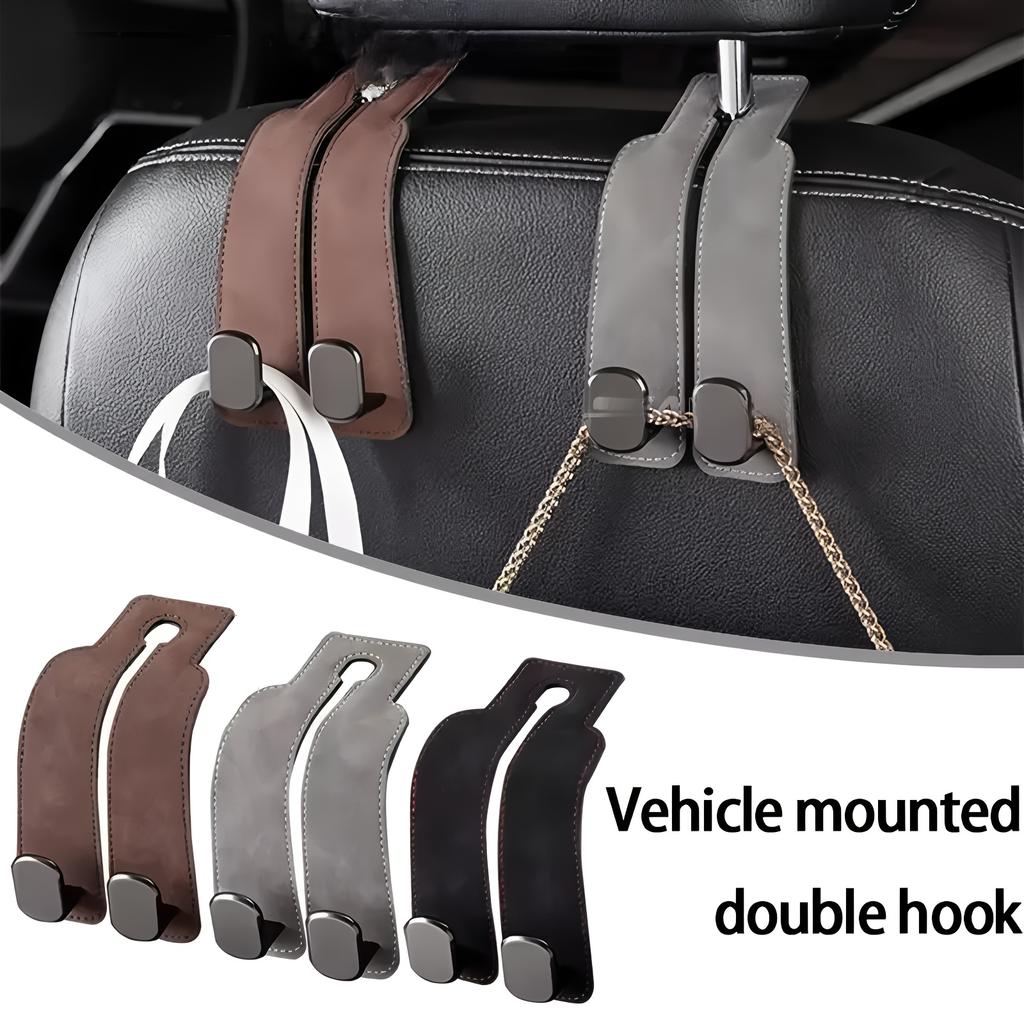 Car Seat Back Hook – Creative Suede-Finish Leather – Rear-Seat Storage & Organizer – Compact Interior Hook