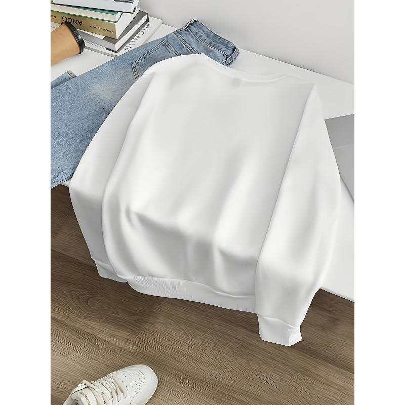 Unisex Christmas Tree Print Drop Shoulder Round Neck Sweatshirt for Christmas, Suitable for Everyday Wear