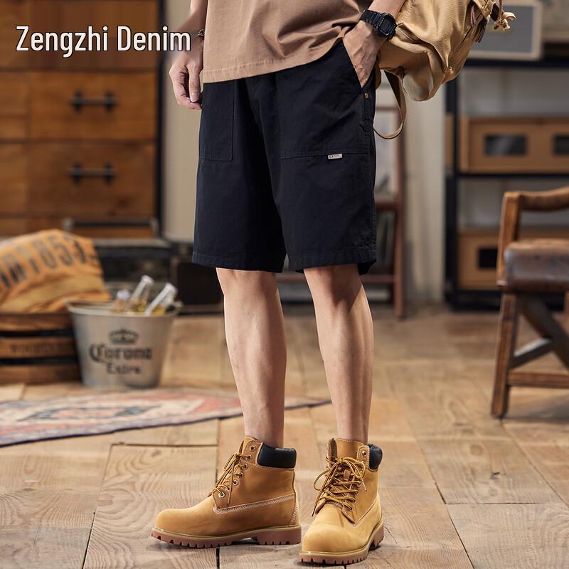Men s Casual Cotton Mid-Length Shorts 4XL чёрный