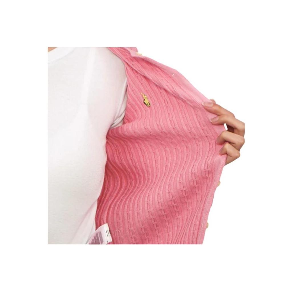 Polo Ralph Lauren Solid Color Cable Knit Logo Embroidery Button Long Sleeve Kids Sweater Pink 313543047-065