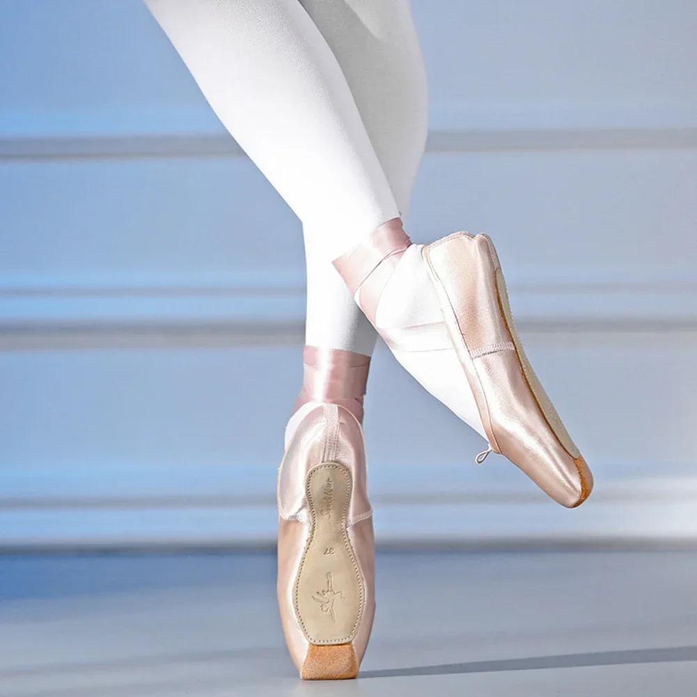 Professional Ballet Pointe Shoes Girls Women Ladies Satin Ballet Shoes With Ribbons