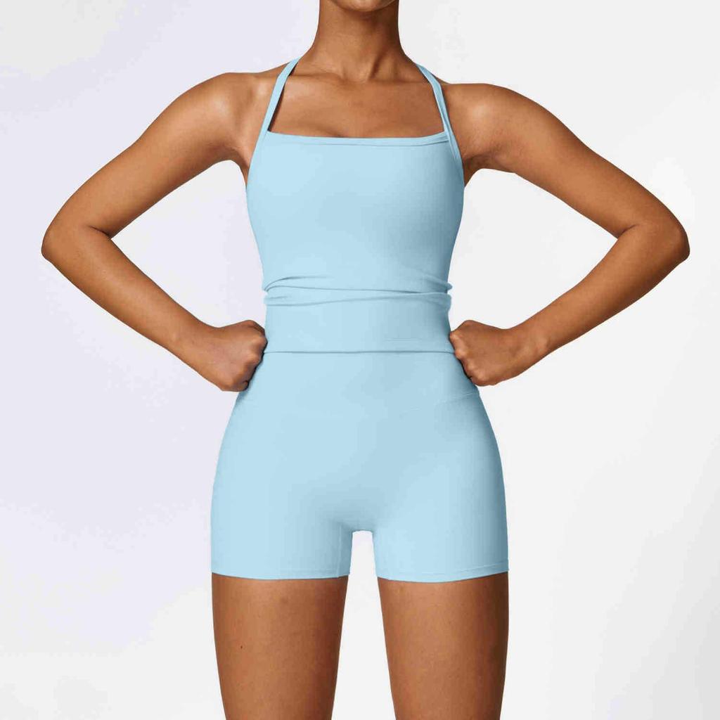 Women's European & American Style Quick-Dry Yoga Set: Tight Vest and Shorts for Outdoor Running and Fitness