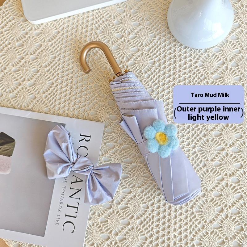 Portable Small Hook Sunshade Umbrella Uv Protection Rain Shine Folding Umbrella For Outdoor Weather Conditioning