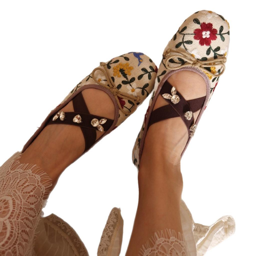 Fashion New Mesh Breathable Ballet Flats Women Luxury Designer Embroidered Flower Mary Jane Shoes Light Comfort Low Heeled Summer Flats