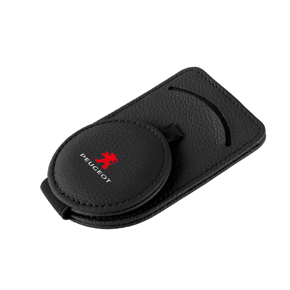 For Peugeot 206 2008 306 307 3008 406 4008 5008 607 1008 508 108 106 1PCS PU Leather Car Sun Visor Glasses Holder Center CoverF