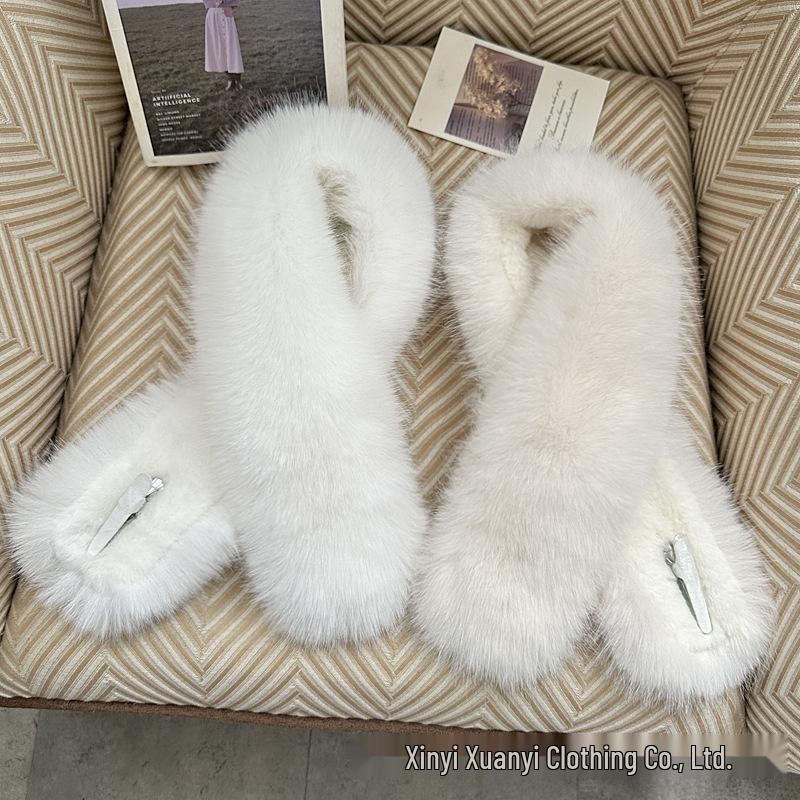 Double-Sided Faux Fox Fur Scarf: Thick, Warm, and Versatile Neck Warmer for Autumn and Winter.