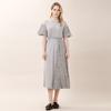 Bunderghost Striped Color Block Asymmetrical Short Sleeve Long Dress (Gray)