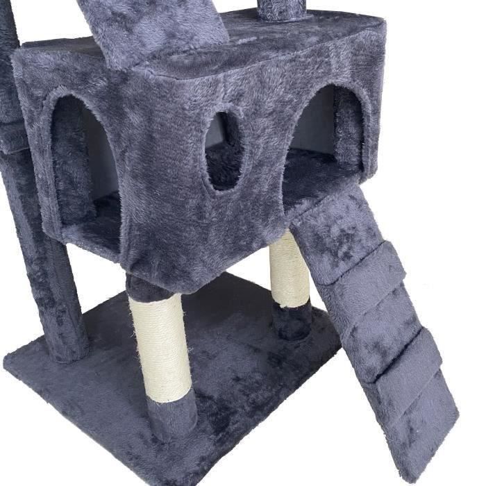 BILLY Dark Grey Cat Tree 50 X 50 X 170 Cm - 5 Platforms, 2 Stairs, 2 Dens, Scratching Posts