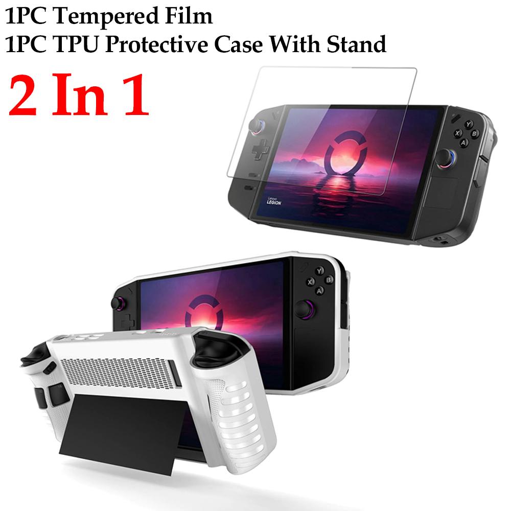 TPU Soft Case for Lenovo Legion Go Handheld Game Console Protective Cover Screen Protector Tempered Glasses Set For Legion Go
