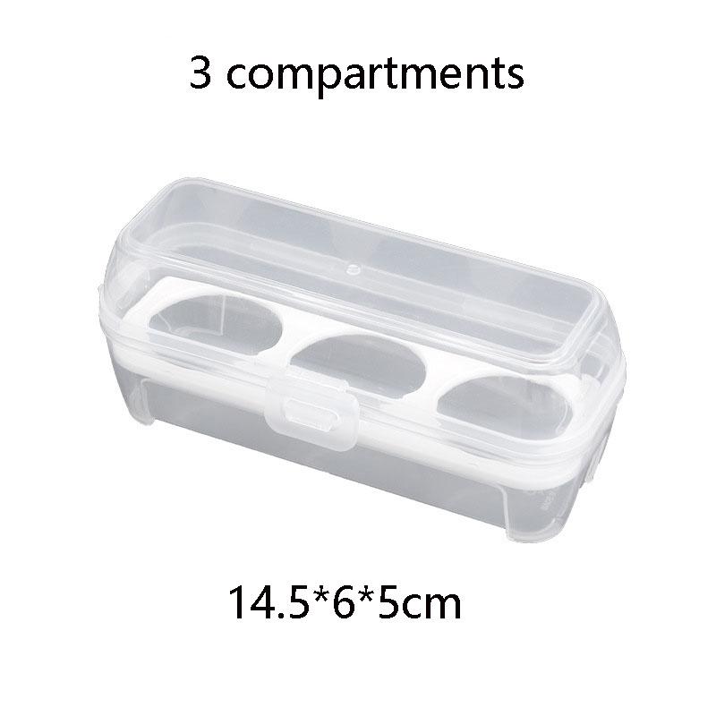 

Ударопрочный прозрачный контейнер для яиц с крышкой, портативный органайзер для кемпинга для кухонного хранения, пикника, герметичный отсек, регулируемые перегородки 3 compartments