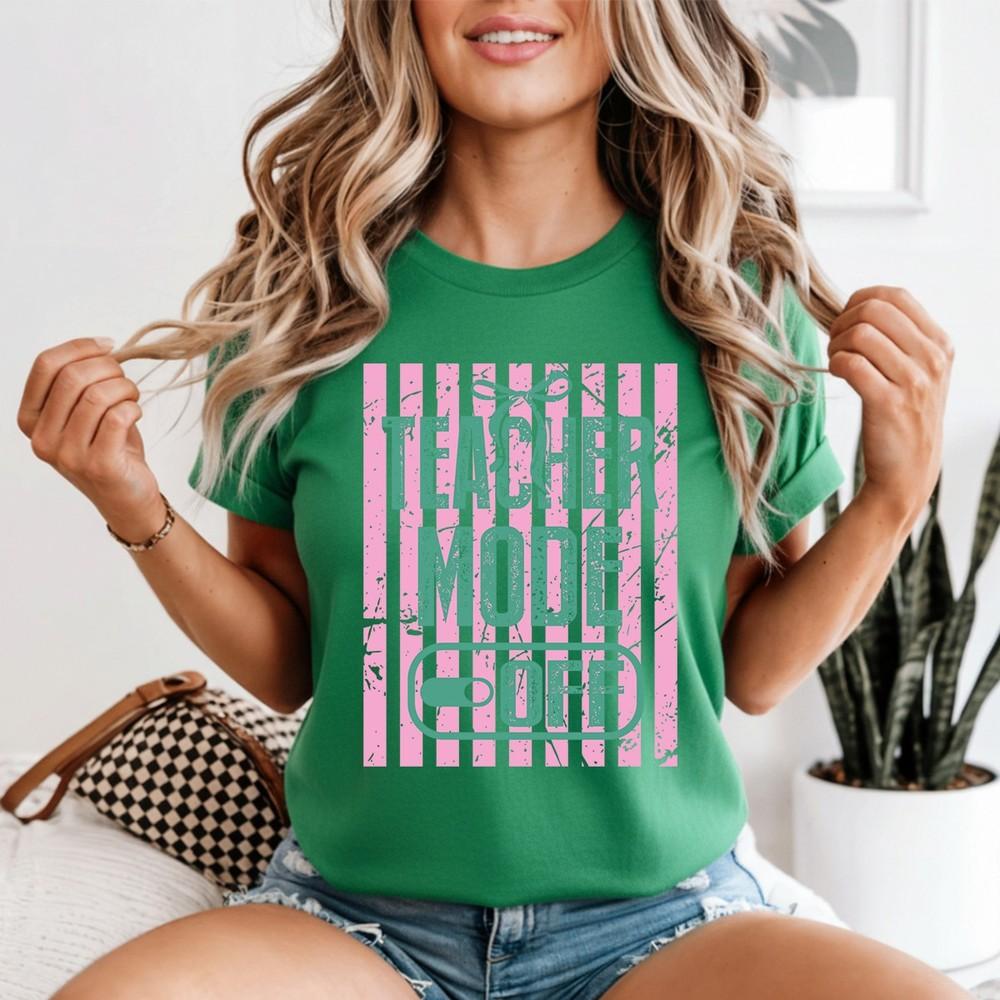 Teacher Mode Off Unisexs T Shirts Striped Last Day Of School Class Dismissed Tee 2XL