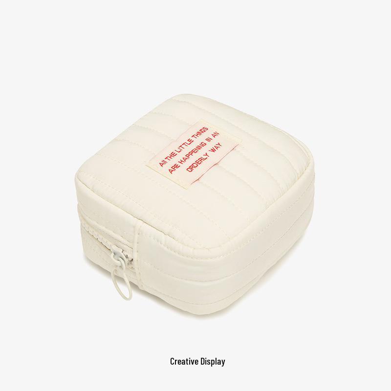 

Корейский минималистичный кошелек для монет и украшений с отделением для гигиенических прокладок кремовый/белый