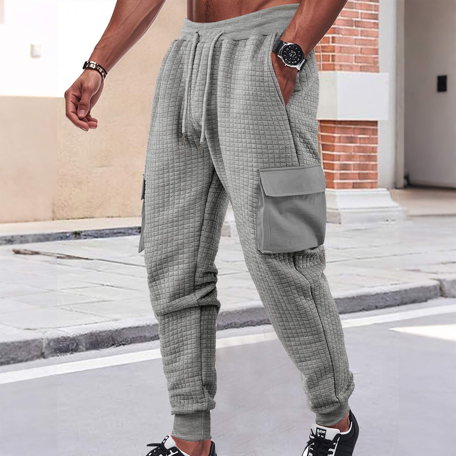 

Men s Solid Color Workwear Jogger Ccasual Sports Plaid Outdoor Trousers XXL