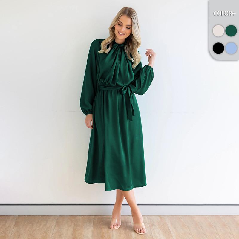 

Women Fashion Casual Elegant Wedding Party Long Sleeves Bandage Midi Long Dress