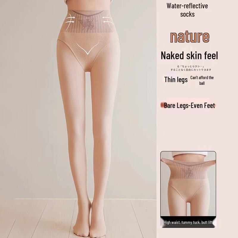 Waterlight Black Sheer Fairy Stockings: High Waist, Tummy Control, Cold Resistant, Thickened & Velvet Lined Pantyhose