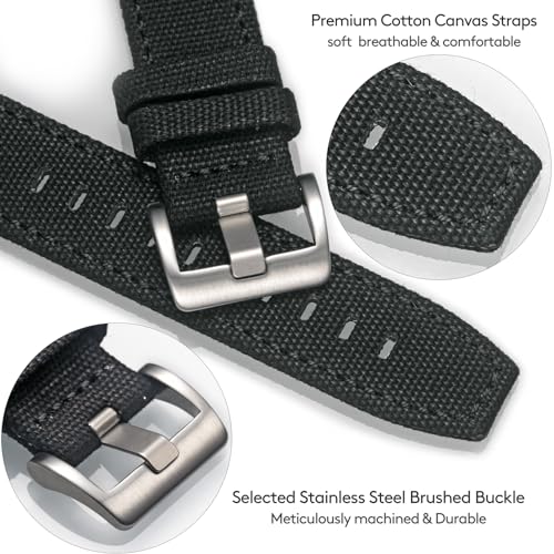 Hemsut Watch Band, Soft Canvas Quick Release Watch Band, 18/20/22/24mm Replacement Strap
