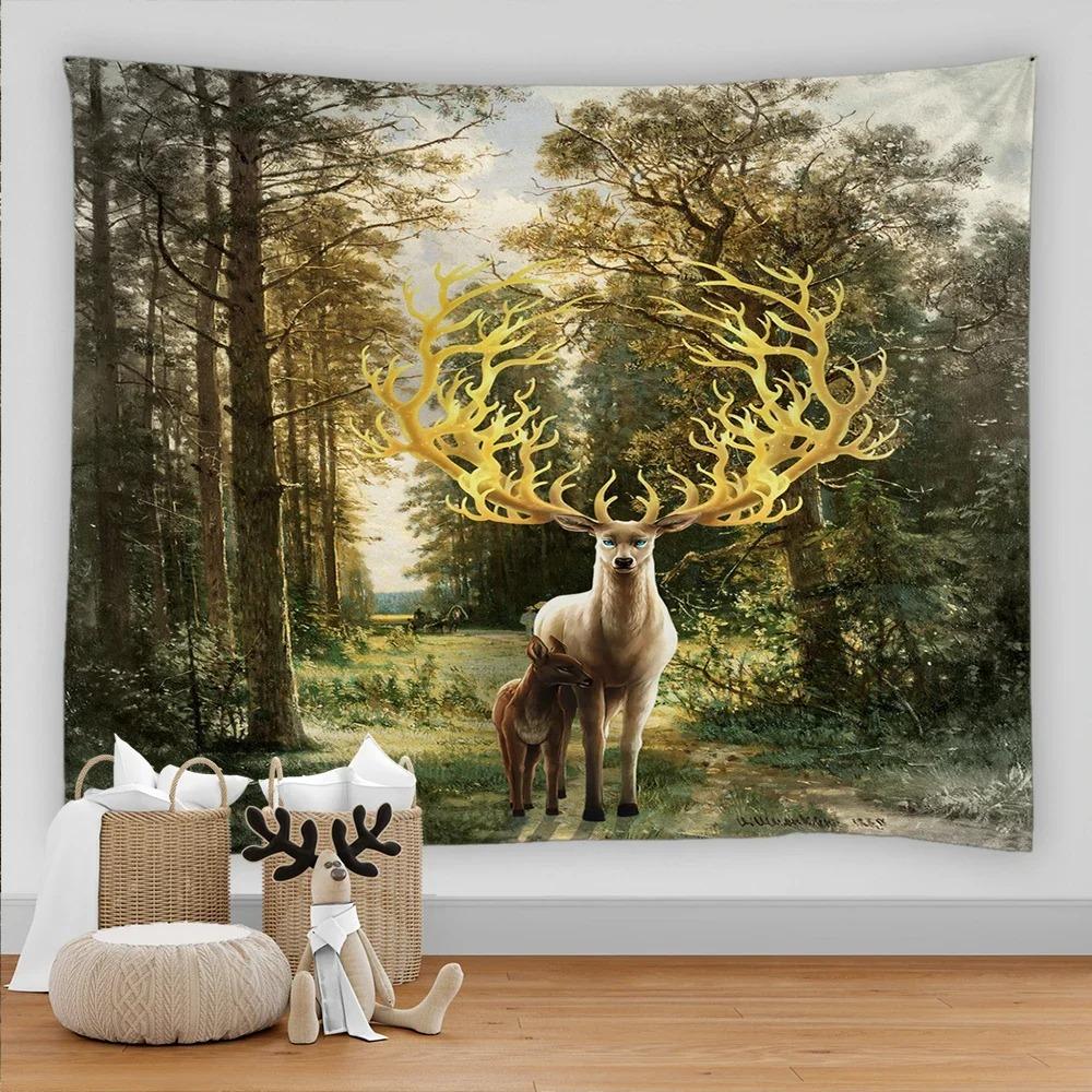 Forest Elk Decorative Tapestry Home Wall Decor Office Living Room Tapestry