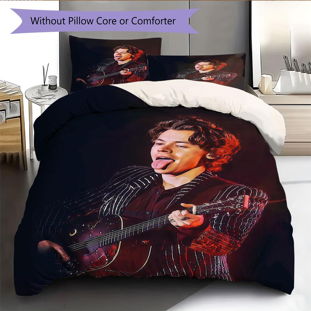Harry Styles Beddengoed Dekbedset Dekbedovertrek Kussensloop Huisdecoratie Verjaardagscadeau (1 dekbedovertrek + 2 kussenslopen, zonder binnenkussen)
